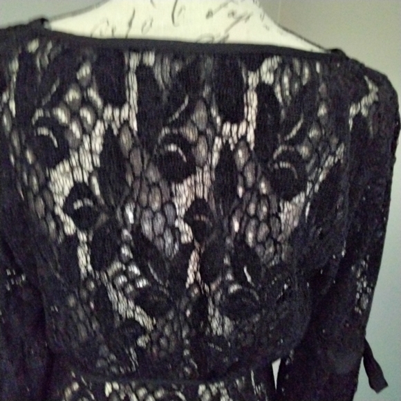 🎉 Host Pick 🎉 NWT Free People Black Lace Long Sleeve Dress - M - Picture 11 of 15